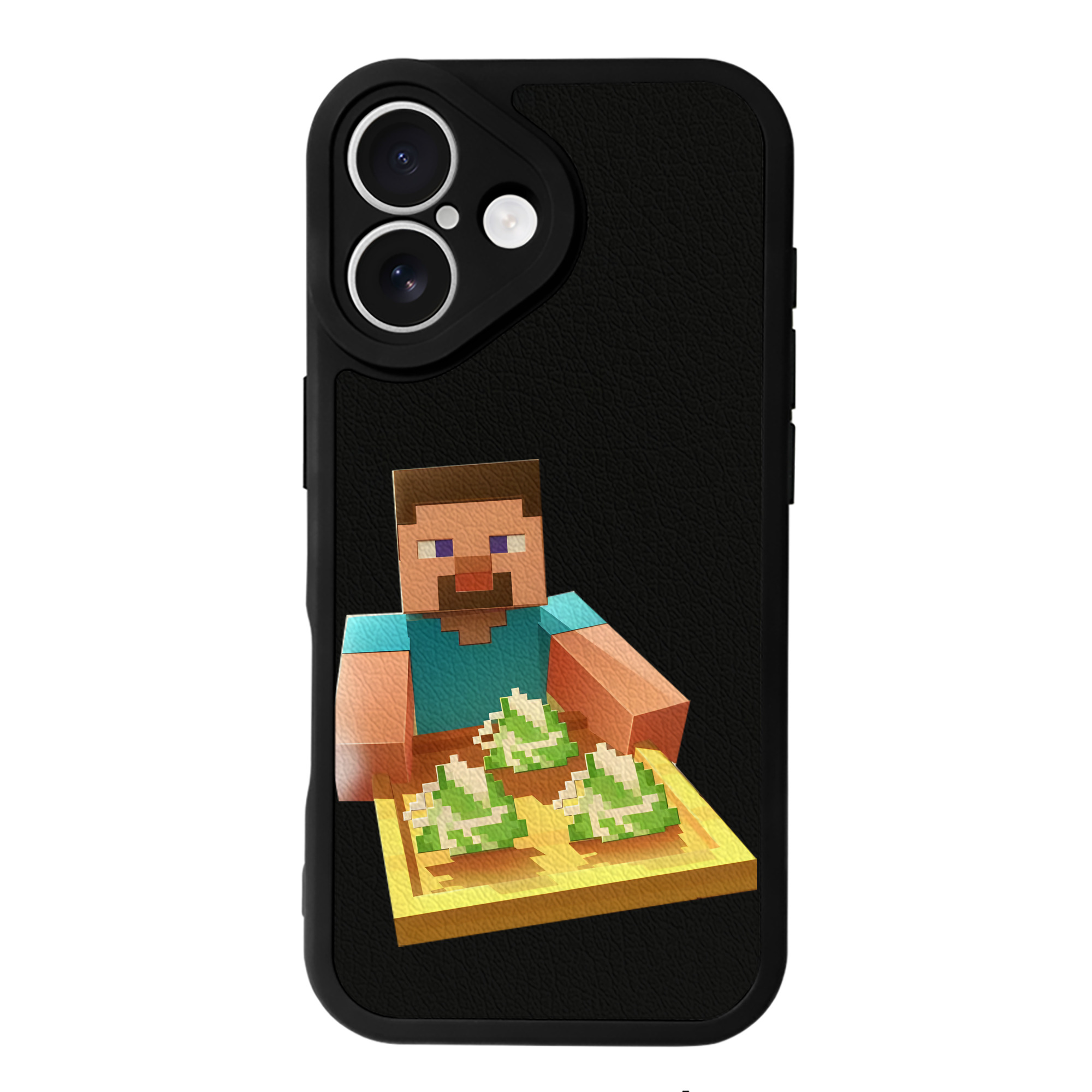（画像用） マインクラフト ブロックの世界 Minecraft MC Block world 【iPhone 16シリーズ対応】シリコンスマホケース（レザー調） 材質：シリコン